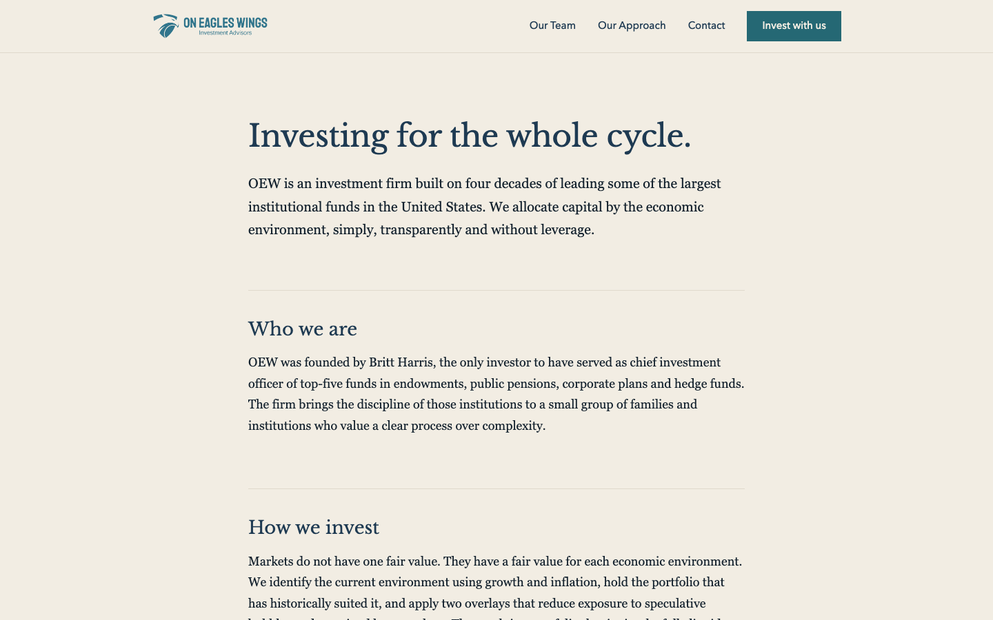 Direction C home page, desktop